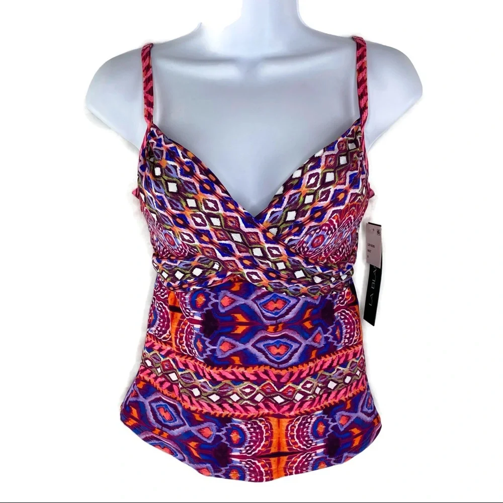 La Blanca Watercolor Tribal Tankini size 8